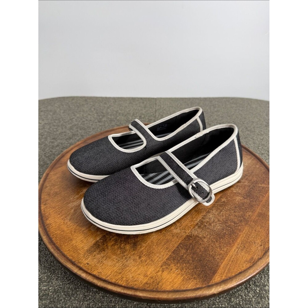 Clarks Cloudsteppers Shoes Wm 9 Wide Black Mary Jane Canvas Sneaker Breeze Janey